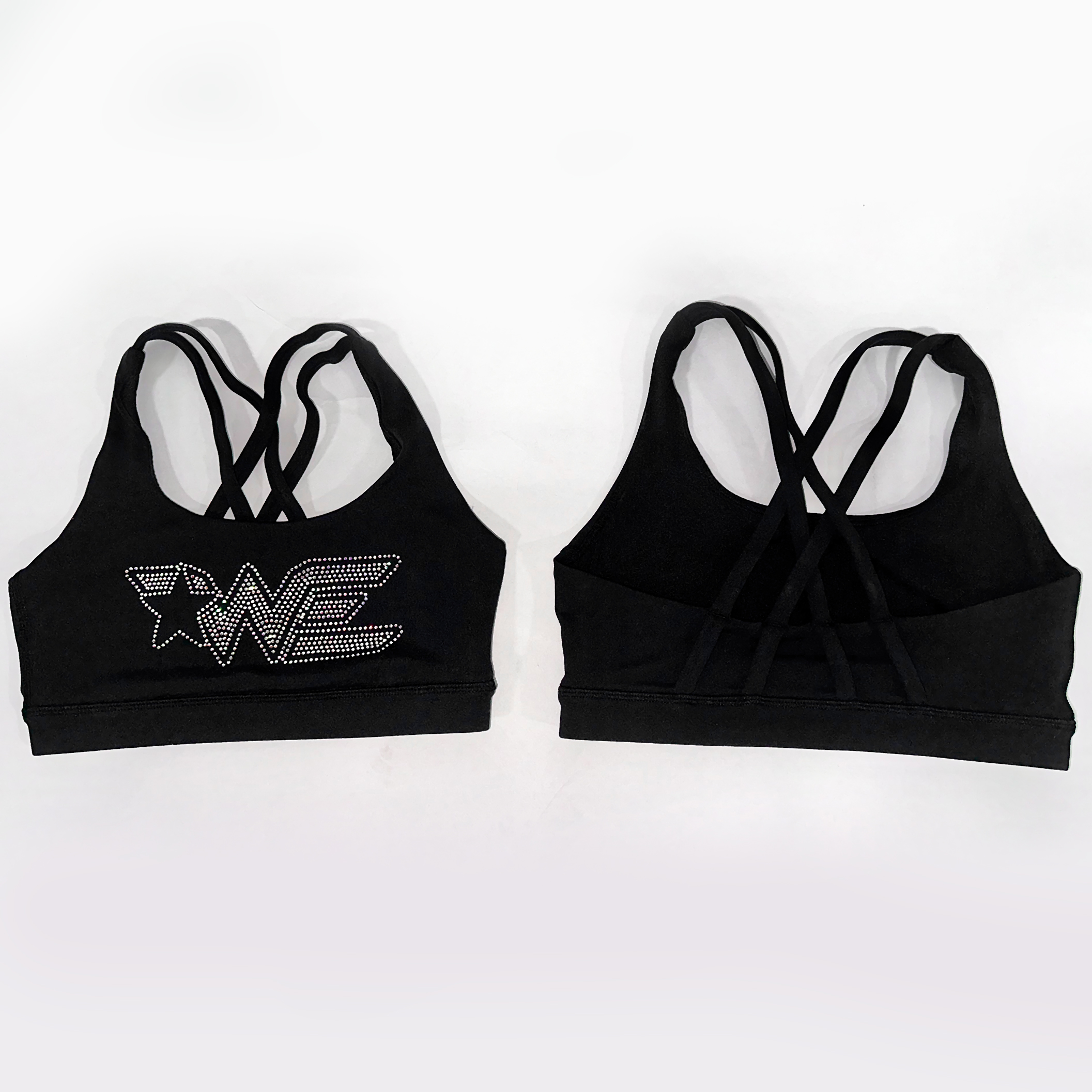 Black Bling Logo Bra Woodlands Elite Cheer Co.