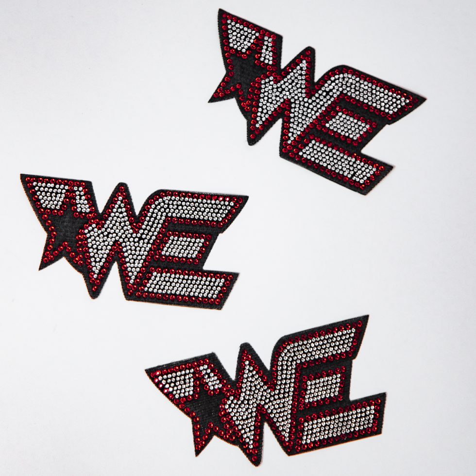WE Logo Rhinestone Patch Woodlands Elite Cheer Co.