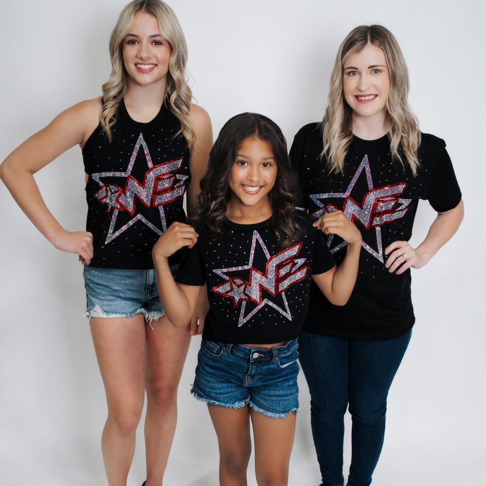 Black Racerback Crop Tank with Bling Star Logo - Image 3