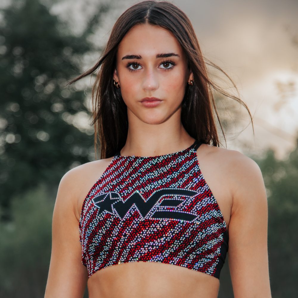 Bling Tiger Stripe Logo Strappy Bra