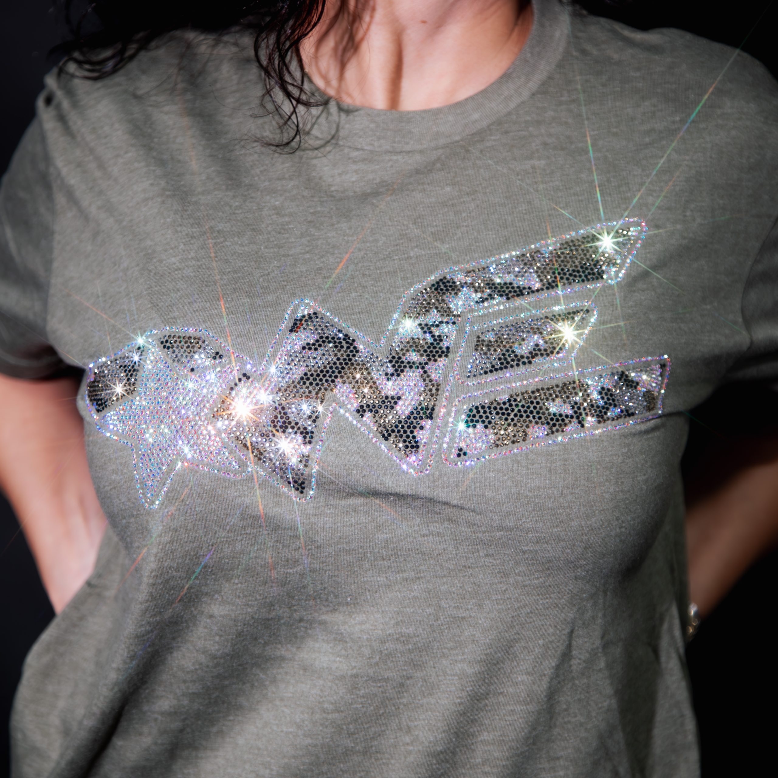 Gold/Black Bling Camo Logo on Green - Image 3