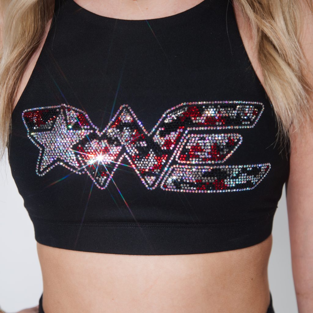 Red/Black Bling Camo Logo Bra