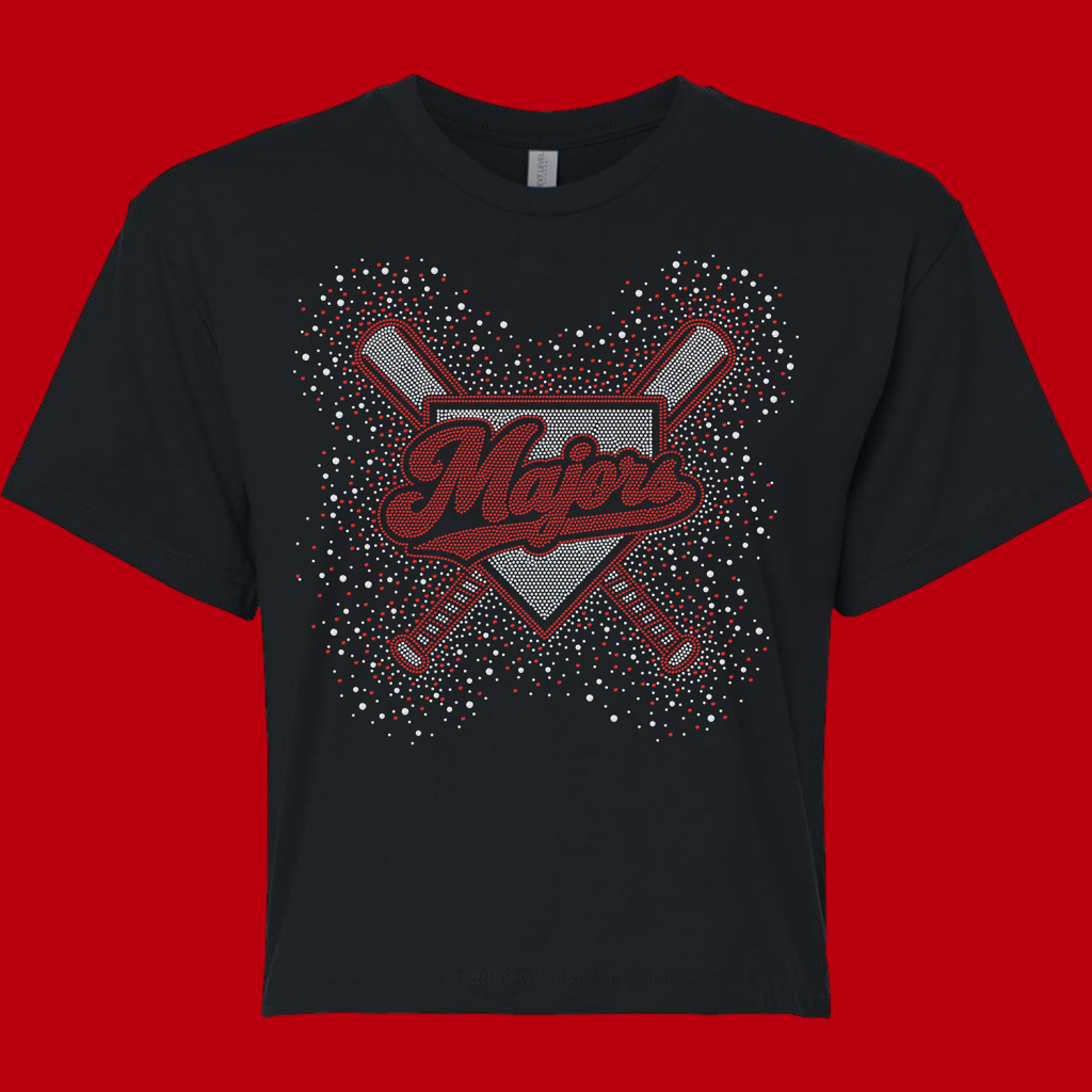 Albany Majors S/S Crop Bling Tee - Order by 10/15/26
