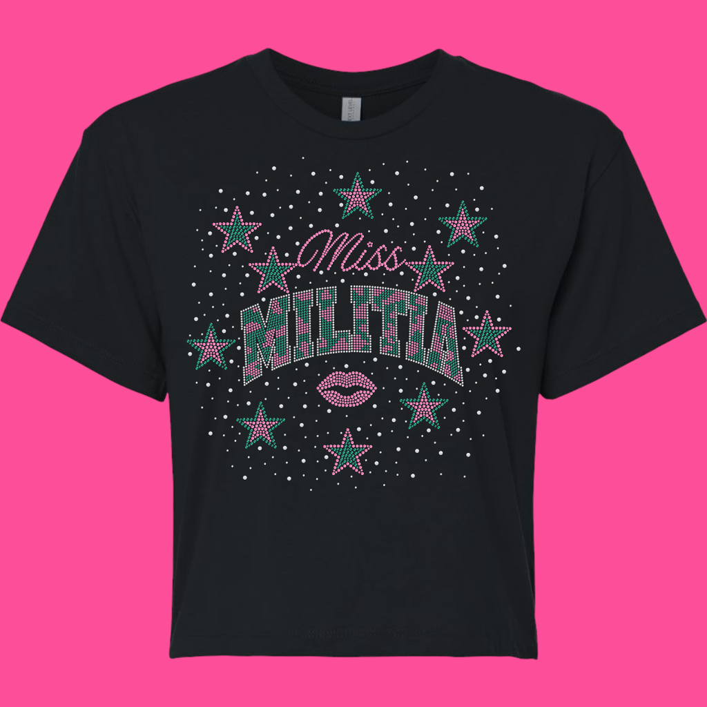 Miss Militia S/S Crop Bling Tee - Order by 9/27/26